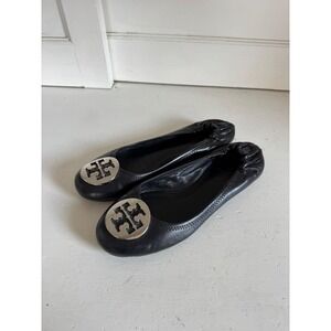 Tory Burch Reva black ballet flats size 7M. Lightly worn